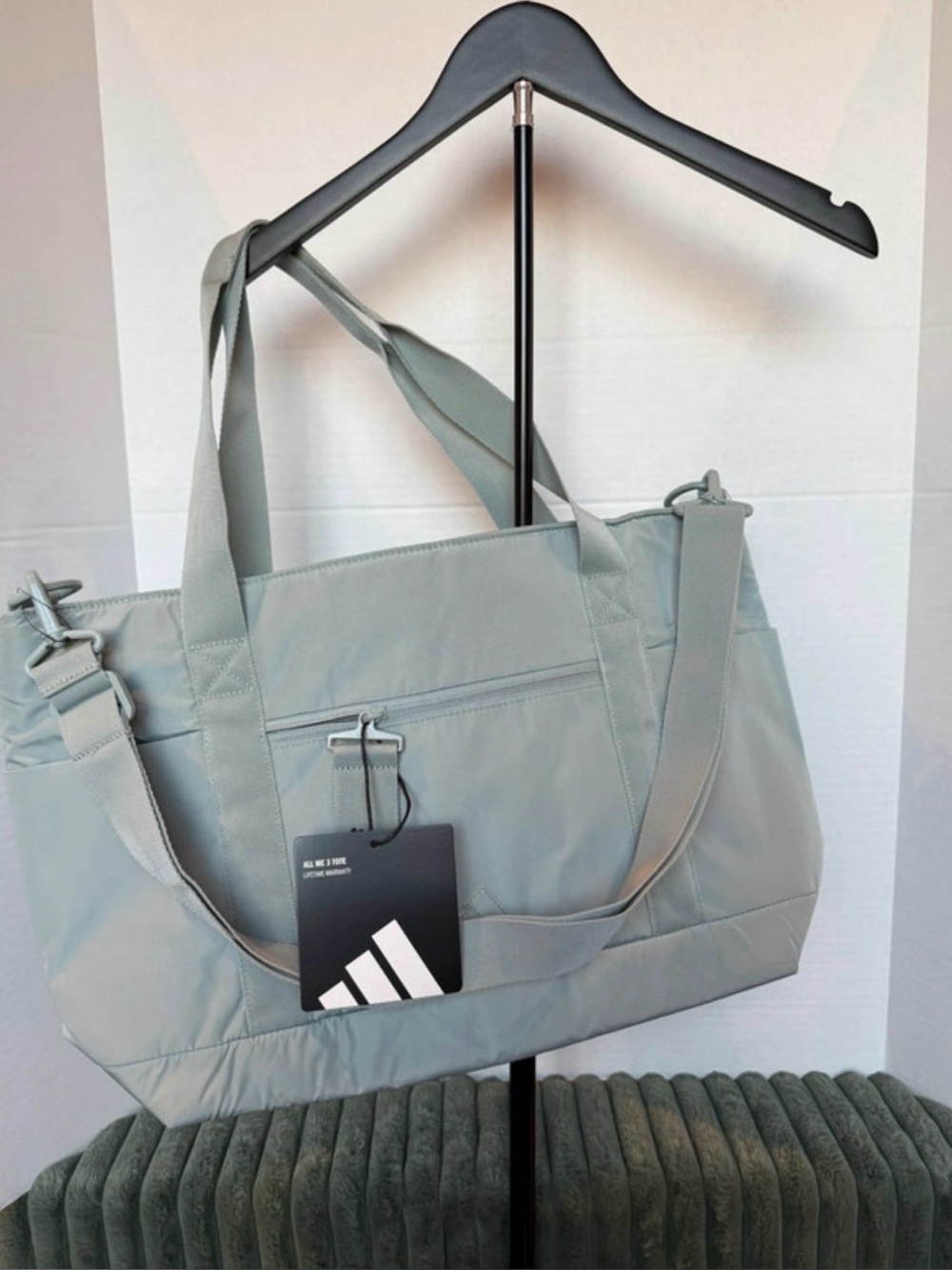 Adidas Women's Light Sage Green Duffel Tote Bag